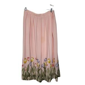 Susan Bristol gingham garden print hem maxi skirt‎